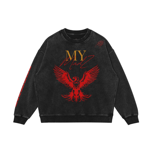 MyMadZ Dusty Look Design 100% Combed Cotton Eagle Boxy Fit Sweatshirt®