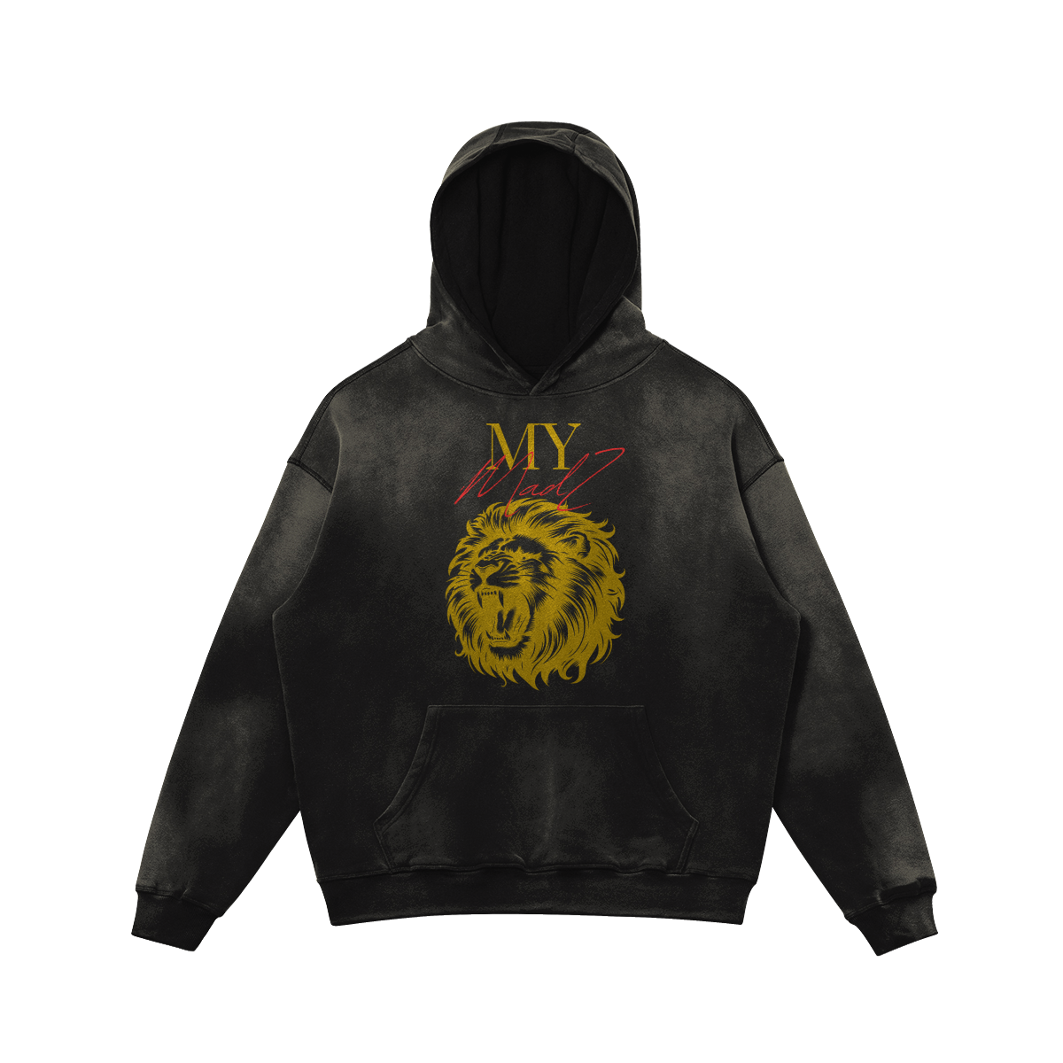 MyMadZ 100% Luxury Combed Cotton Dusty Look Design Oversized Fit Lion Hoodie®