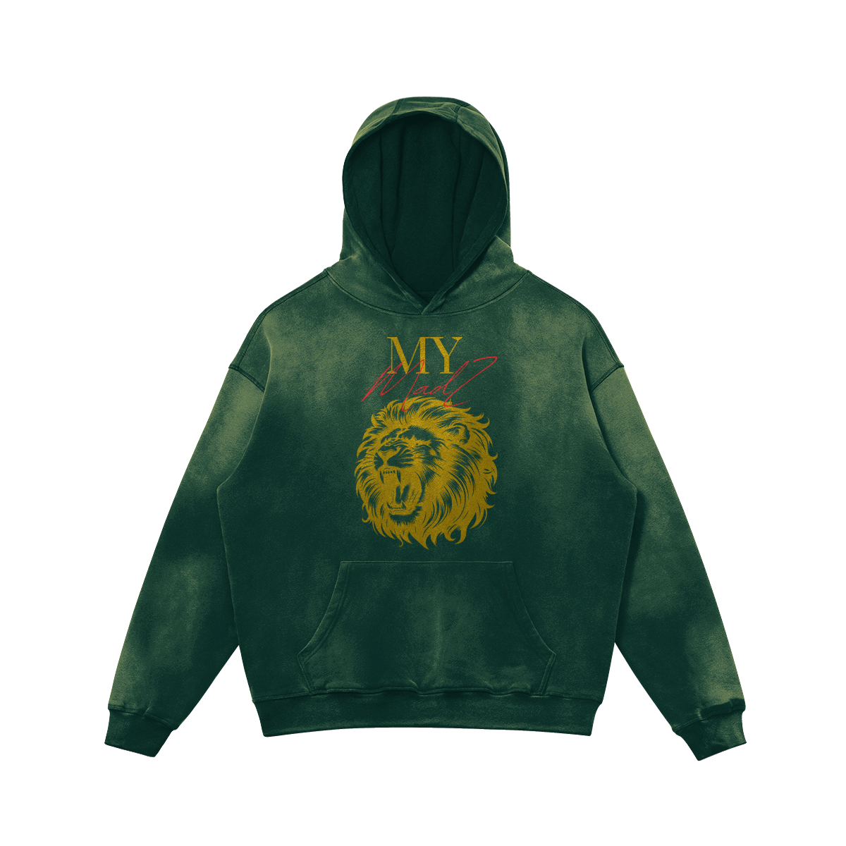 MyMadZ 100% Luxury Combed Cotton Dusty Look Design Oversized Fit Lion Hoodie®