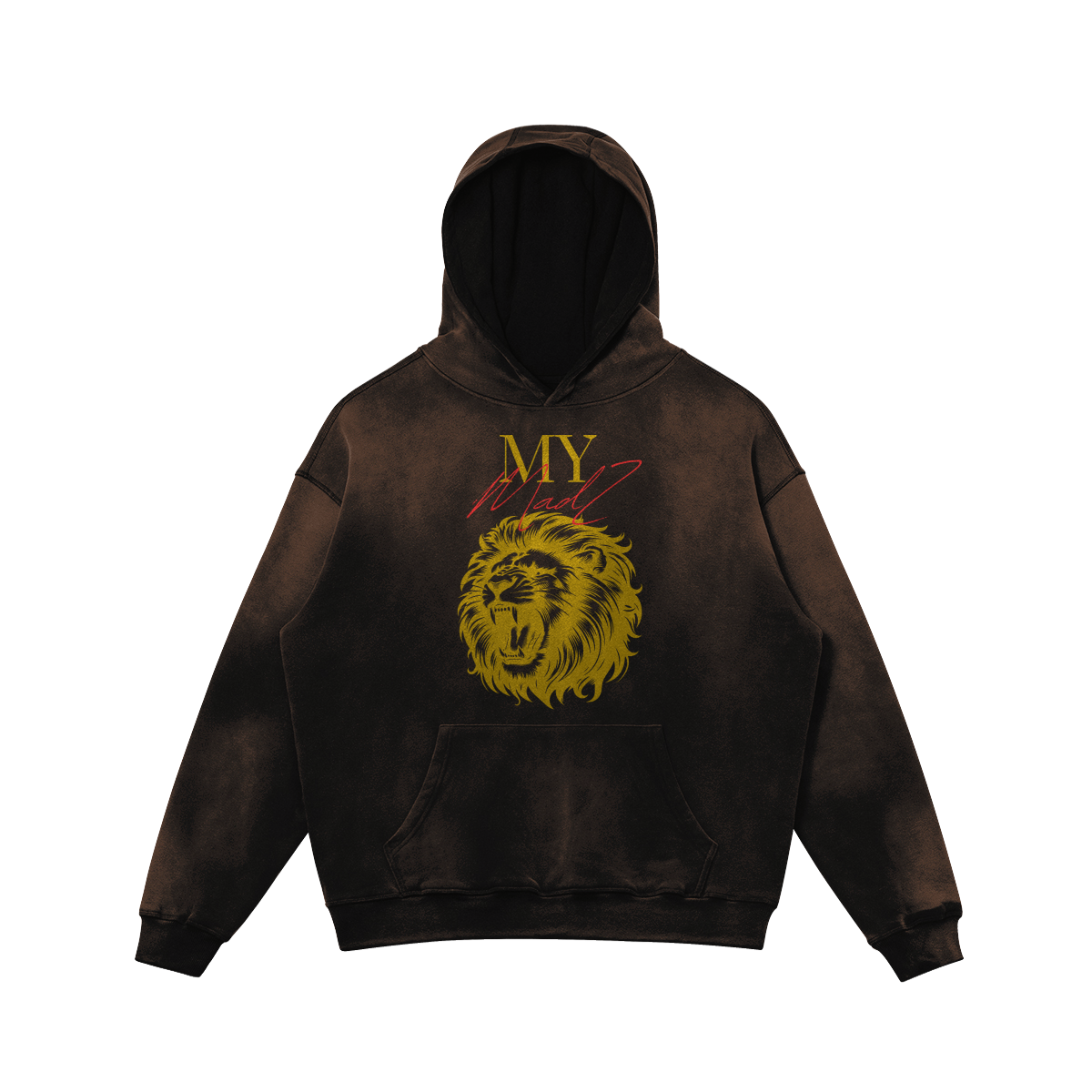 MyMadZ 100% Luxury Combed Cotton Dusty Look Design Oversized Fit Lion Hoodie®