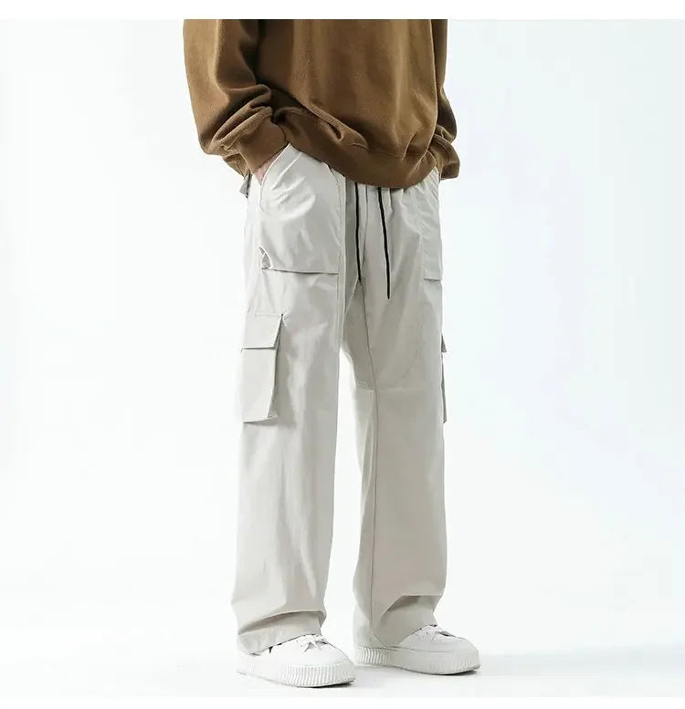 Hip Hop Cargo Pants - Unisex Multi-Pocket Elastic Waist, Streetwear Style Cargo Pants