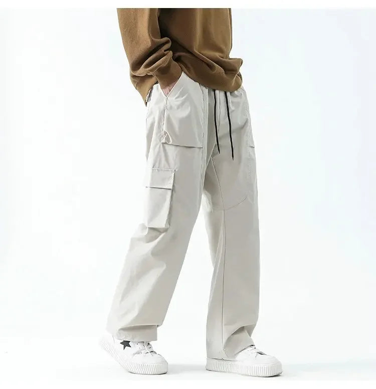 Hip Hop Cargo Pants - Unisex Multi-Pocket Elastic Waist, Streetwear Style Cargo Pants