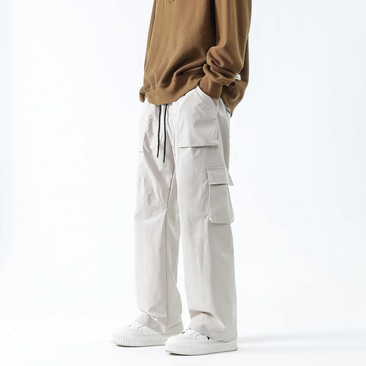 Hip Hop Cargo Pants - Unisex Multi-Pocket Elastic Waist, Streetwear Style Cargo Pants