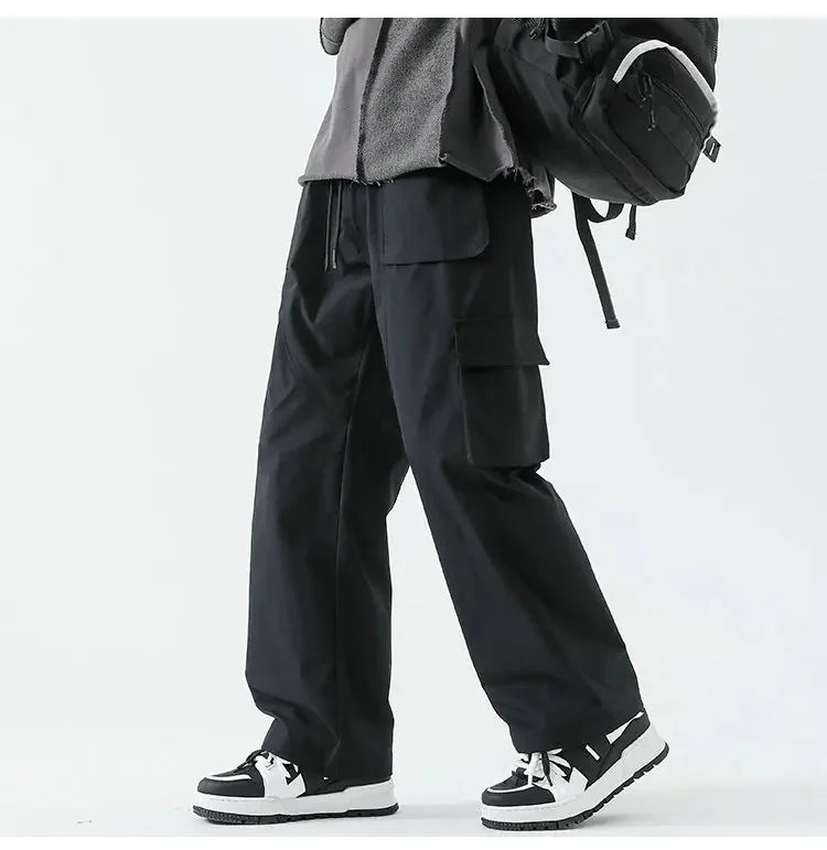 Hip Hop Cargo Pants - Unisex Multi-Pocket Elastic Waist, Streetwear Style Cargo Pants