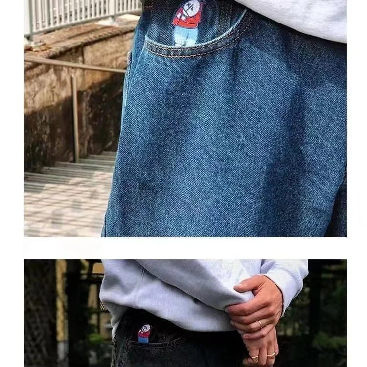 Premium Unisex Streetwear Baggy Jeans Embroidery Denim Leisure