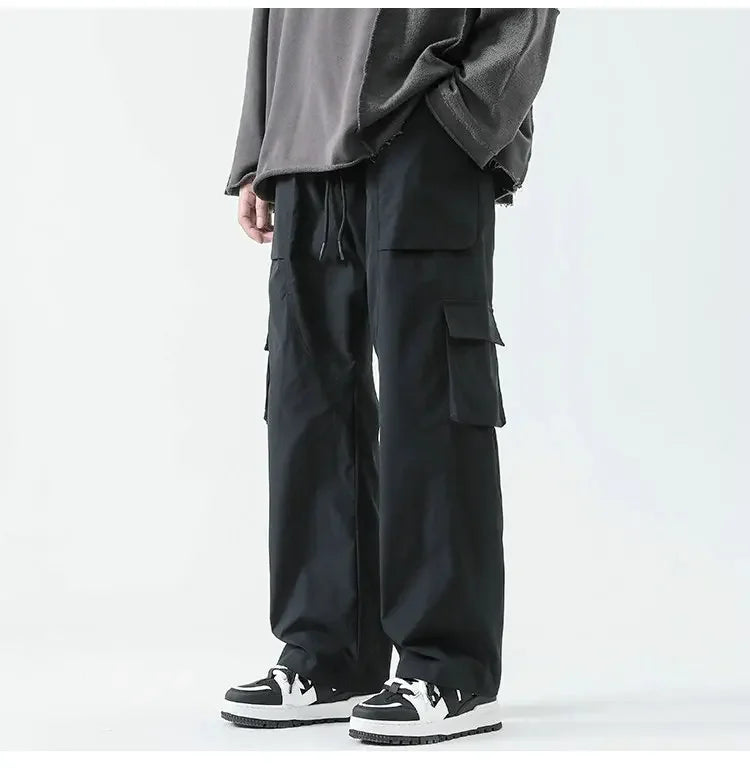 Hip Hop Cargo Pants - Unisex Multi-Pocket Elastic Waist, Streetwear Style Cargo Pants