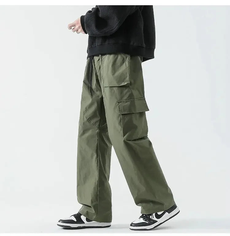 Hip Hop Cargo Pants - Unisex Multi-Pocket Elastic Waist, Streetwear Style Cargo Pants