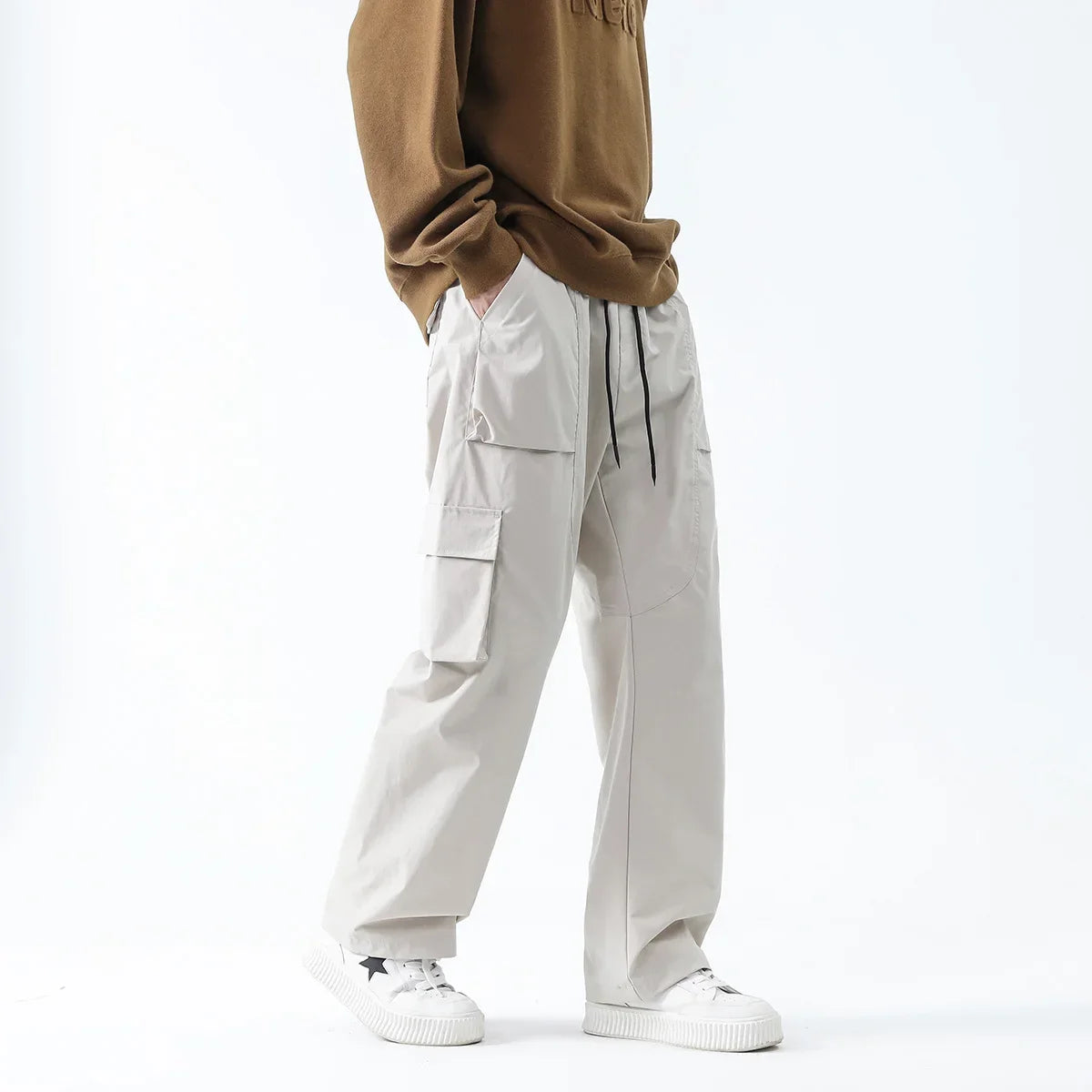 Hip Hop Cargo Pants - Unisex Multi-Pocket Elastic Waist, Streetwear Style Cargo Pants