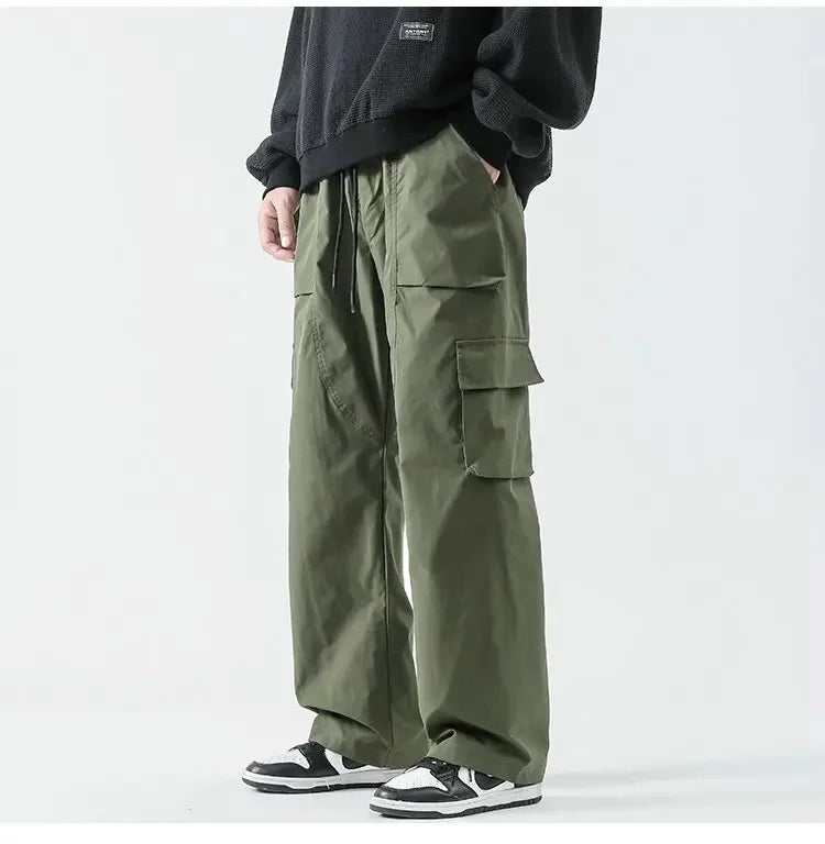 Hip Hop Cargo Pants - Unisex Multi-Pocket Elastic Waist, Streetwear Style Cargo Pants