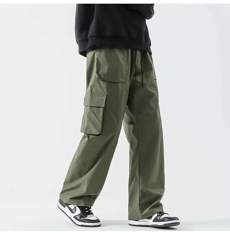 Hip Hop Cargo Pants - Unisex Multi-Pocket Elastic Waist, Streetwear Style Cargo Pants