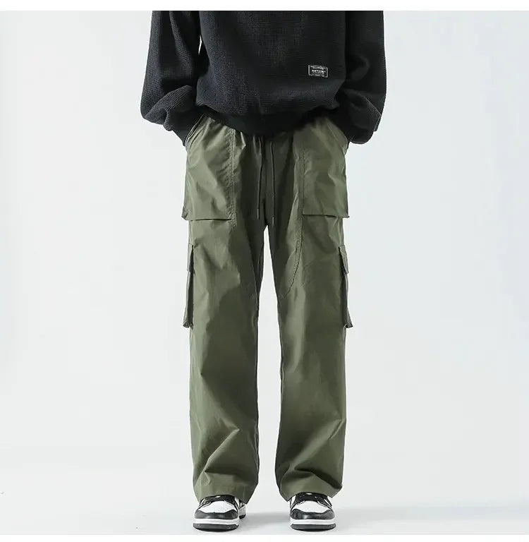 Hip Hop Cargo Pants - Unisex Multi-Pocket Elastic Waist, Streetwear Style Cargo Pants