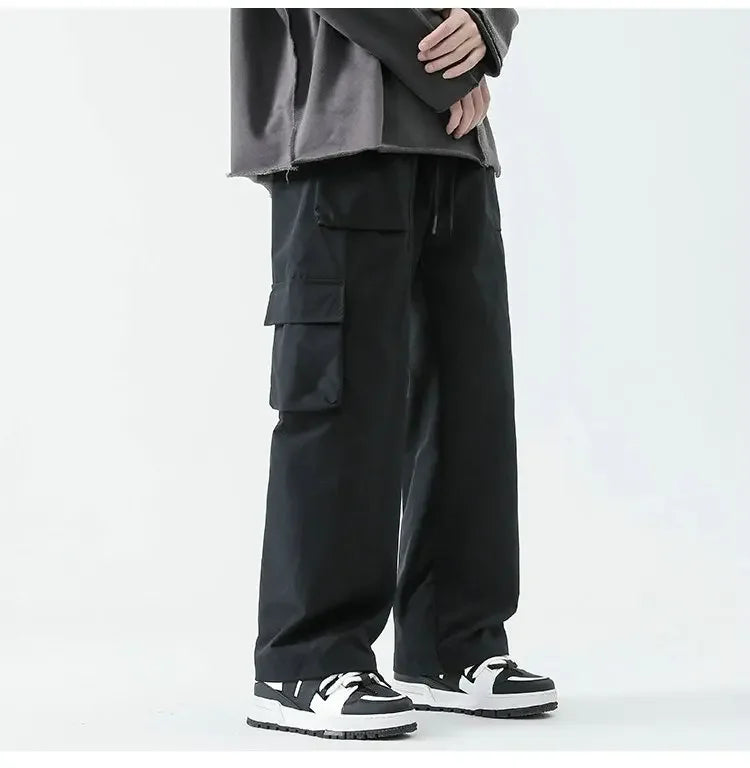 Hip Hop Cargo Pants - Unisex Multi-Pocket Elastic Waist, Streetwear Style Cargo Pants