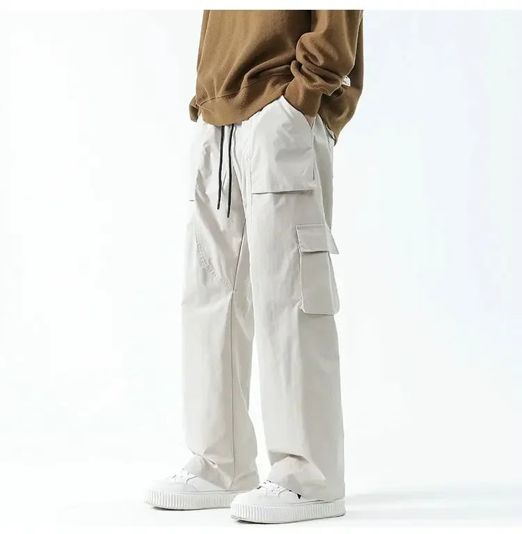 Hip Hop Cargo Pants - Unisex Multi-Pocket Elastic Waist, Streetwear Style Cargo Pants