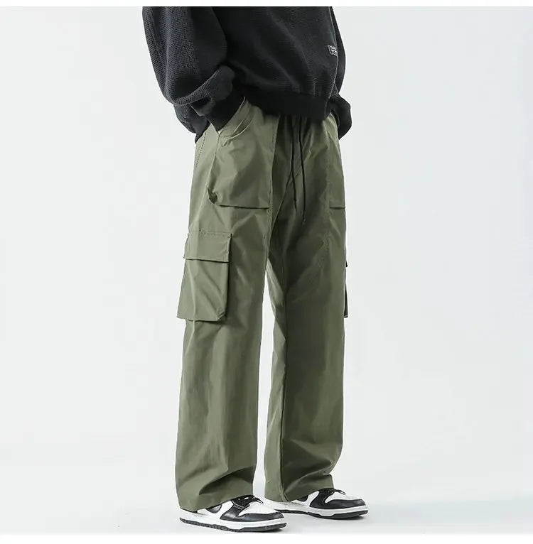 Hip Hop Cargo Pants - Unisex Multi-Pocket Elastic Waist, Streetwear Style Cargo Pants