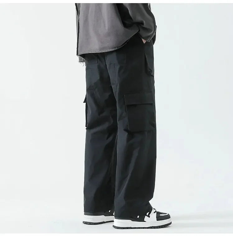 Hip Hop Cargo Pants - Unisex Multi-Pocket Elastic Waist, Streetwear Style Cargo Pants